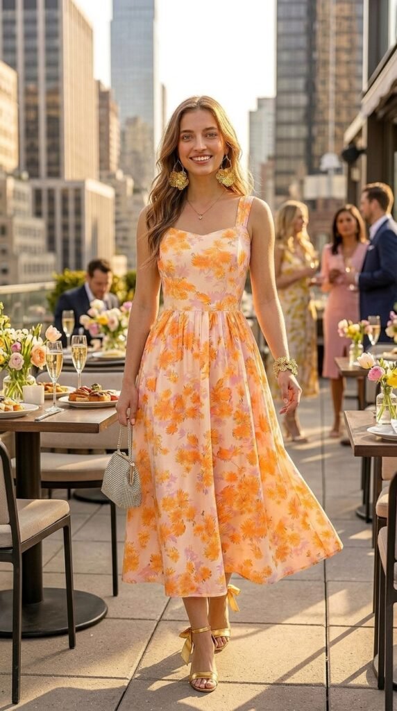 Orange Floral Midi Dress: Spring Brunch Look to Shop πΈ Spring Outfits Orange Floral Midi Dress: Spring Brunch Look to Shop - Stylesoutfits.com