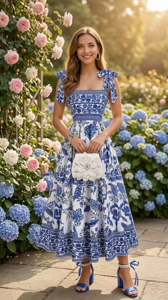 Blue Floral Midi Dress Brunch Outfit: Shop the Look πΈ Spring Outfits Blue Floral Midi Dress Brunch Outfit: Shop the Look - Stylesoutfits.com
