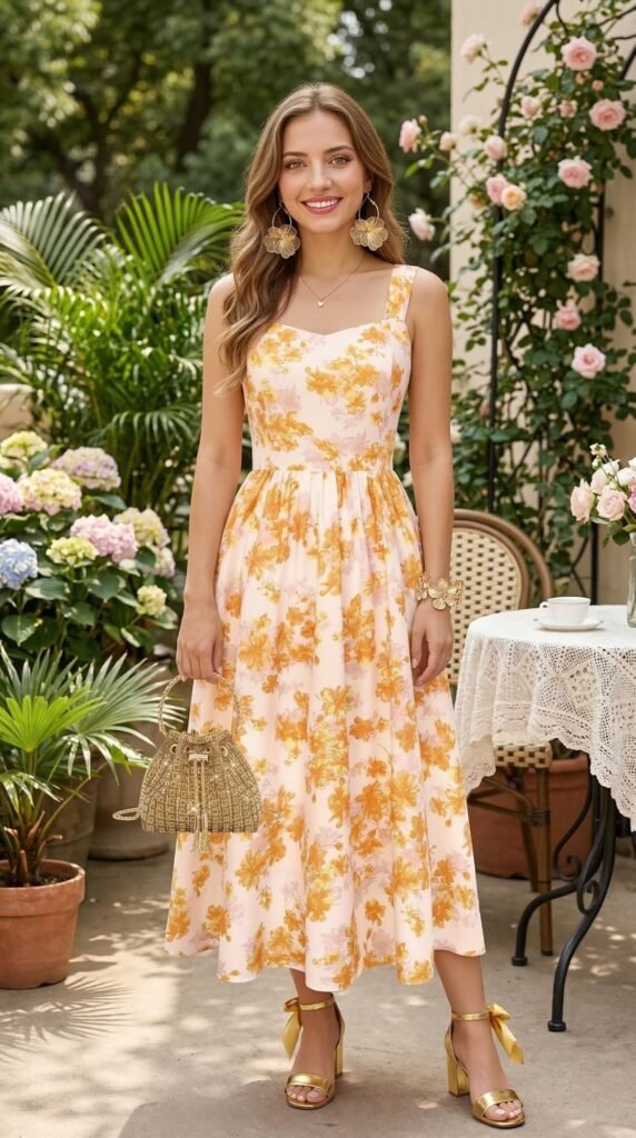 Orange Floral Midi Dress: Spring Brunch Look to Shop πΈ Spring Outfits Orange Floral Midi Dress: Spring Brunch Look to Shop - Stylesoutfits.com