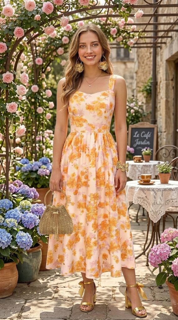 Orange Floral Midi Dress: Spring Brunch Look to Shop πΈ Spring Outfits Orange Floral Midi Dress: Spring Brunch Look to Shop - Stylesoutfits.com